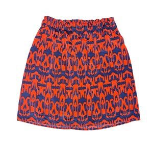 Alya Red & Blue Horsebit Print Skirt